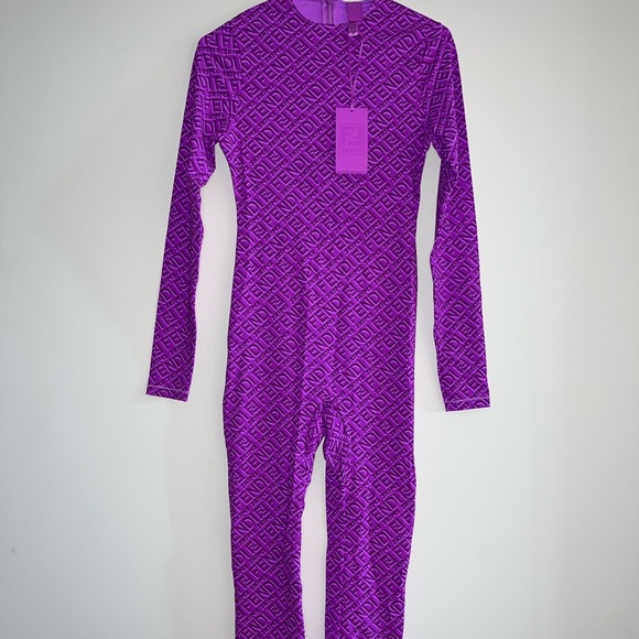 CREW NECK FULL ONESIE PURPLE - Picture 2 of 3